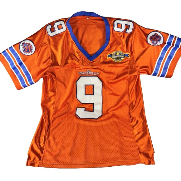 Waterboy Bobby Boucher #9 Mud Dogs 50th Bourbon Bowl Orange Football Jersey - Picture 2 of 12